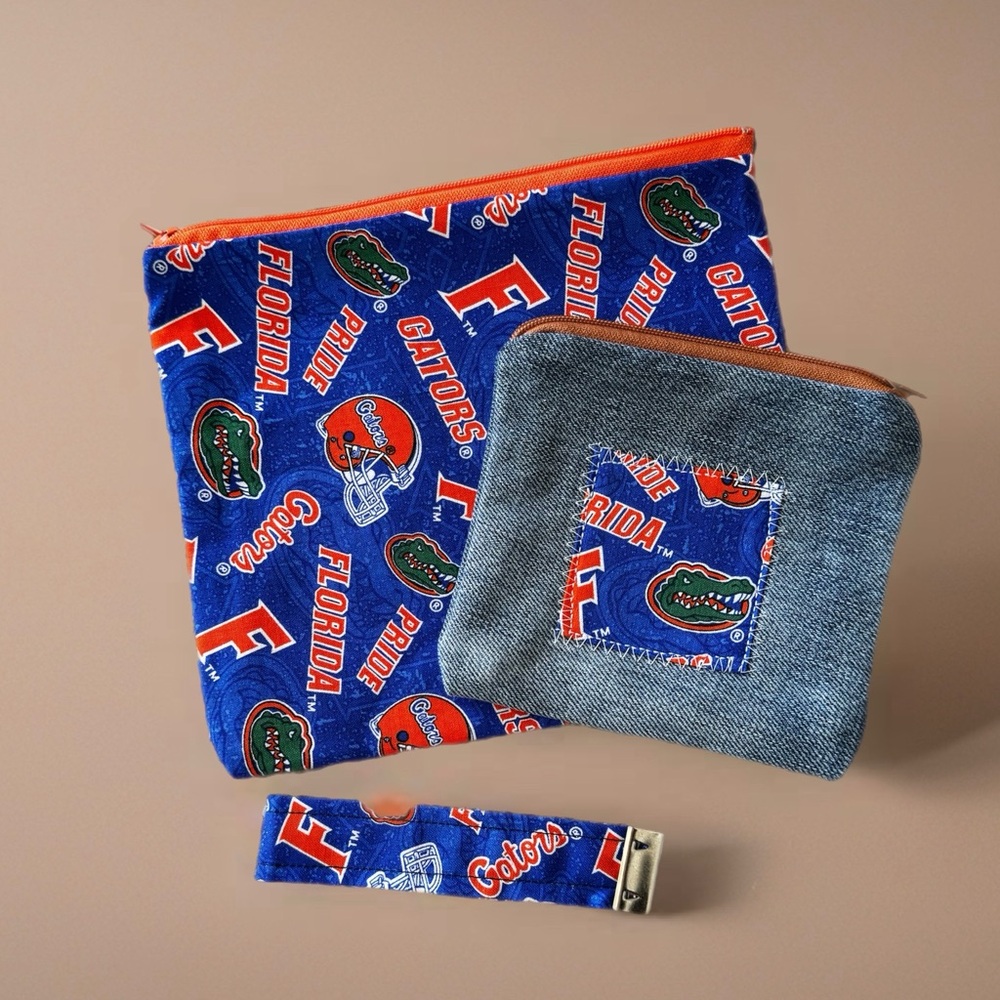 Florida Gators Themed Pouch Set with Keychain Wristlet